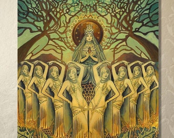 Bee Goddess Art Print: Mystical Decor, Divine Feminine Artwork (12x18)