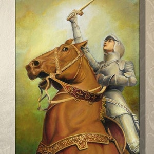 Joan of Arc 5x7 Greeting Card – Warrior Goddess Painting, French Heroine Art, Historical Decor, Feminine Strength, Inspirational Gift
