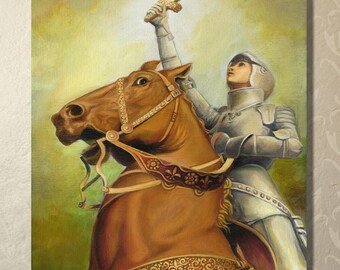 Joan of Arc Art Print - Warrior Goddess Painting, French Heroine Wall Art (16x20)