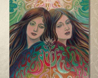 Mystic Sisters Art Print: Bohemian Goddess Decor (16x20)