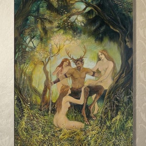 Council Of Cernunnos 5x7 Blank Greeting Card – Celtic Forest God Wall Art, Pagan Mythology Decor, Mystical Nature Gift