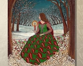 Solstice Queen 5x7 Greeting Card – Mystical Winter Wall Art, Pagan Goddess Decor, Snowy Folklore Artwork, Divine Feminine Yule Gift