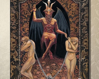 The Devil Tarot Art Print: Gothic Occult Decor, Esoteric Symbolism (20x24)