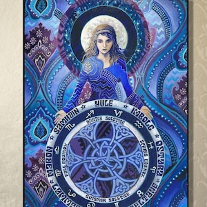 Arianrhod The Cosmic Weaver 5x7 Greeting Card – Celtic Goddess of Stars and Fate, Mythology Wall Art, Mystical Goddess Gift