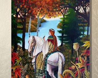 White Horse 5x7 Blank Greeting Card Celtic Mythology