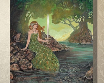 Lady of the Lake Greeting Card: Arthurian Legend, Celtic Goddess Art (5x7)