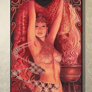 Hathor&#39;s Song ACEO Art Print: Egyptian Goddess, Art Nouveau Altar Decor