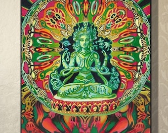 Guanyin Goddess Greeting Card: Mystical Mandala Art (5x7)