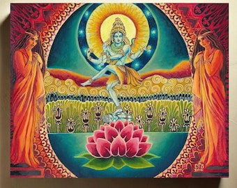 Nataraja Shiva Canvas Art Print: Cosmic Dancer, Hindu Mythology (8x10)