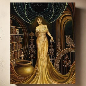 Urania Art Nouveau Canvas Print: Muse of Astronomy, Bohemian Decor