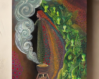 Witches Brew Art Print on Canvas: Celtic Mythology, Pagan Fantasy Artwork (11x14)