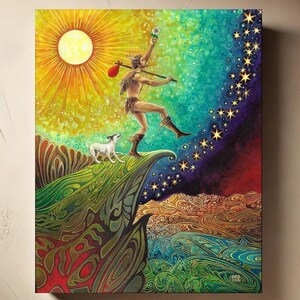 The Fool Tarot Art Print on Canvas: Psychedelic Visionary Decor (11x14)