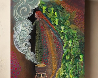 Witches Brew Art Print on Canvas: Mystical Witchy Bohemian Decor (20x24)