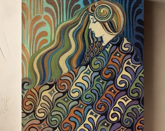 Dalia Goddess Art Print: Art Deco Divine Feminine Mythology (11x14)
