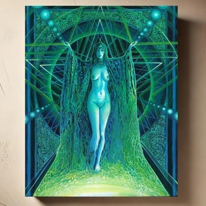 Invocation of the Goddess Lilith 16x20 Art Print on Canvas – Dark Esoteric Wall Art, Mystical Divine Feminine Decor, Witchcraft Artwork