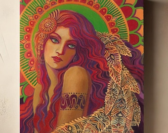 Bohemian Belle Art Print - Mystical Goddess Wall Decor, Divine Feminine (20x24 Canvas)