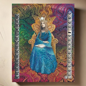 High Priestess 16x20 Tarot Art Print on Canvas - Divine Feminine Art, Spiritual Goddess Wall Decor, Occult Symbolism, Mystic Arcana Painting