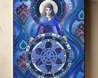 Arianrhod Art Print on Canvas: Celtic Goddess, Astrology Decor (8x10)
