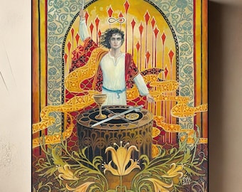 Magician Tarot Art Print on Canvas: Mystic Arcana Esoteric Decor (11x14)