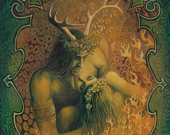 Beltane Reunion 5x7 Greeting Card Pagan Romantic Mythology God and Goddess Art