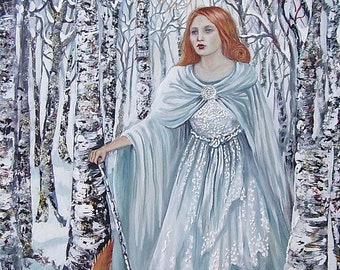 Birch Witch Winter Goddess Art 11x14 Poster Print