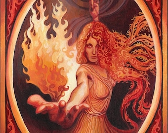 Goddess Art Brigid Imbolc Celtic Goddess of Inspiration 5x7 Card Pagan Mythology Psychedelic Bohemian Goddess Art
