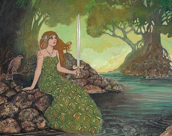 The Lady of the Lake 5x7 Greeting Card Medieval Goddess Art