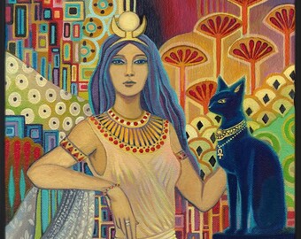 Bast Cat Goddess Art Deco 20x24 Poster Print