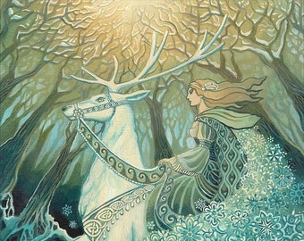 Snow Queen Goddess Art 5x7 Blank Greeting Card