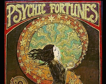 Psychic Fortunes Art Nouveau Gypsy Circus ACEO ATC Altar Art Pagan Mythology Psychedelic Bohemian Goddess Art