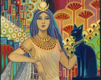 Bast Cat Goddess Art Deco 11x14 Print