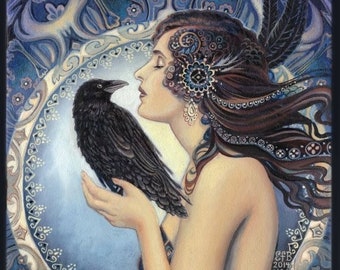 Raven Goddess Art Nouveau 16x20 Poster Print