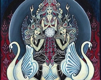 Cygnus Goddess of Swans Art Nouveau 20x24 Giclée Canvas Print