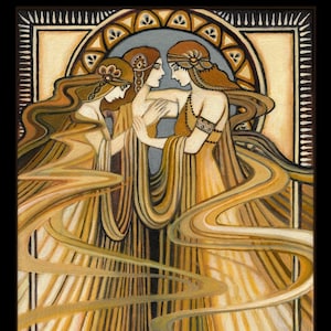 Three Graces Goddess Art Deco 11x14 Poster Print