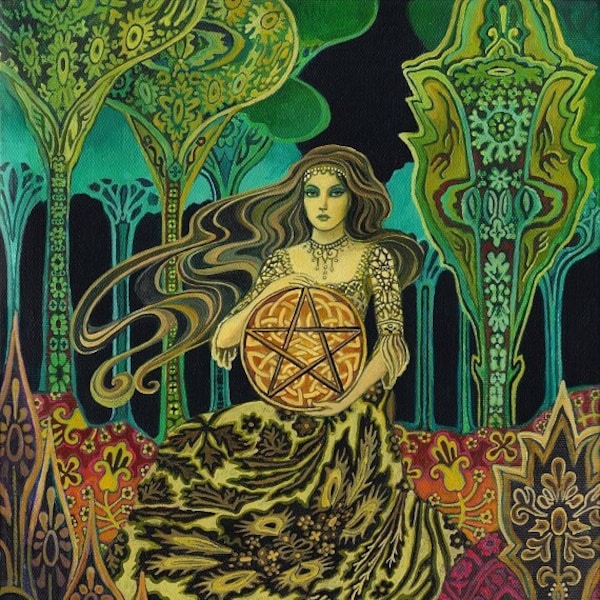 Queen of Pentacles Tarot Goddess Art 11x14 Poster Print