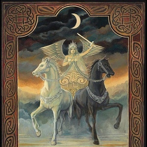 The Chariot Tarot Goddess Art 5x7 Blank Greeting Card