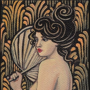 Onyx Goddess 5x7 Blank Greeting Card Art Nouveau Goddess Art