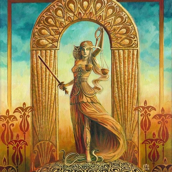 Justice 8x10 Print Tarot Art Deco Goddess