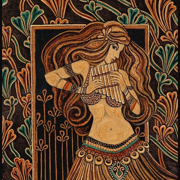 Syrinx Goddess Art Nouveau 5x7 Blank Greeting Card