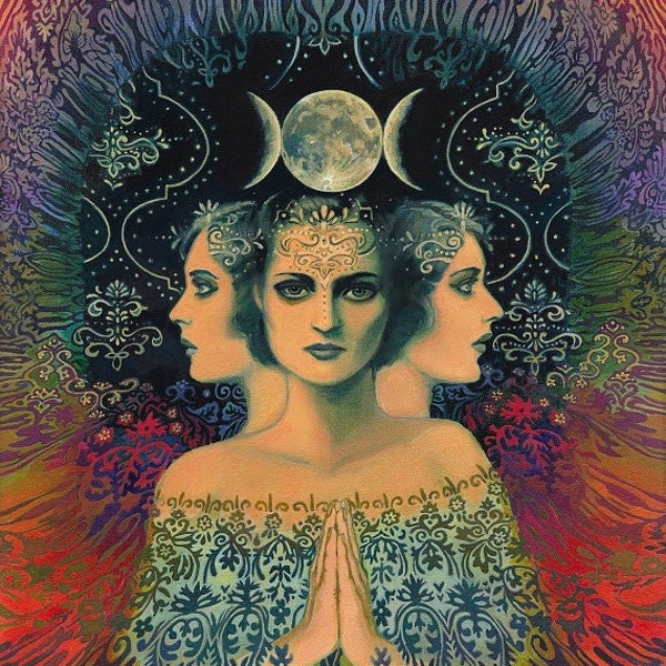 Moon Goddess of Mystery 8x10 Giclée Canvas Print Bohemian Taot Art
