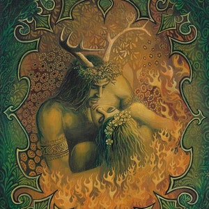 Beltane Reunion Pagan Mythology God and Goddess Art 8x10 Poster Print