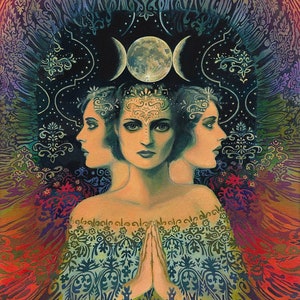 Moon Goddess of Mystery 16x20 Print Bohemian Tarot Art