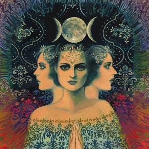 Moon ACEO Mini Print Altar Art Goddess of Mystery Psychedelic Tarot