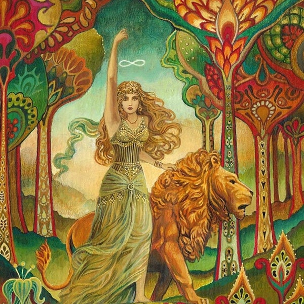 Strength Tarot Goddess Art Nouveau 12x18 Poster Print