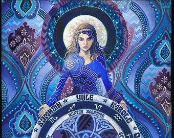 Arianrhod The Cosmic Weaver Welsh Goddess of Fate 16x20 Print Celtic Pagan Goddess Art