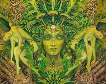 The Dryad Art Print: Mystical Forest Nymph, Goddess Mythology (20x24)
