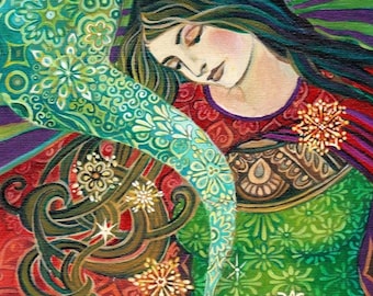 Cerridwen's Cauldron Art Print: Celtic Witch Goddess, Mystical Decor (11x14)