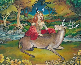 Elen of the Ways Art Print: Celtic Goddess of the Wild Wood (20x24)
