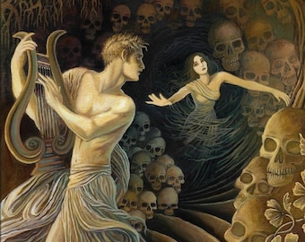 Orpheus and Eurydice Art Print: Greek Mythology, Tragic Love Story (11x14)