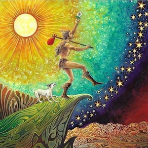 The Fool Tarot Art Print: Psychedelic Visionary Painting